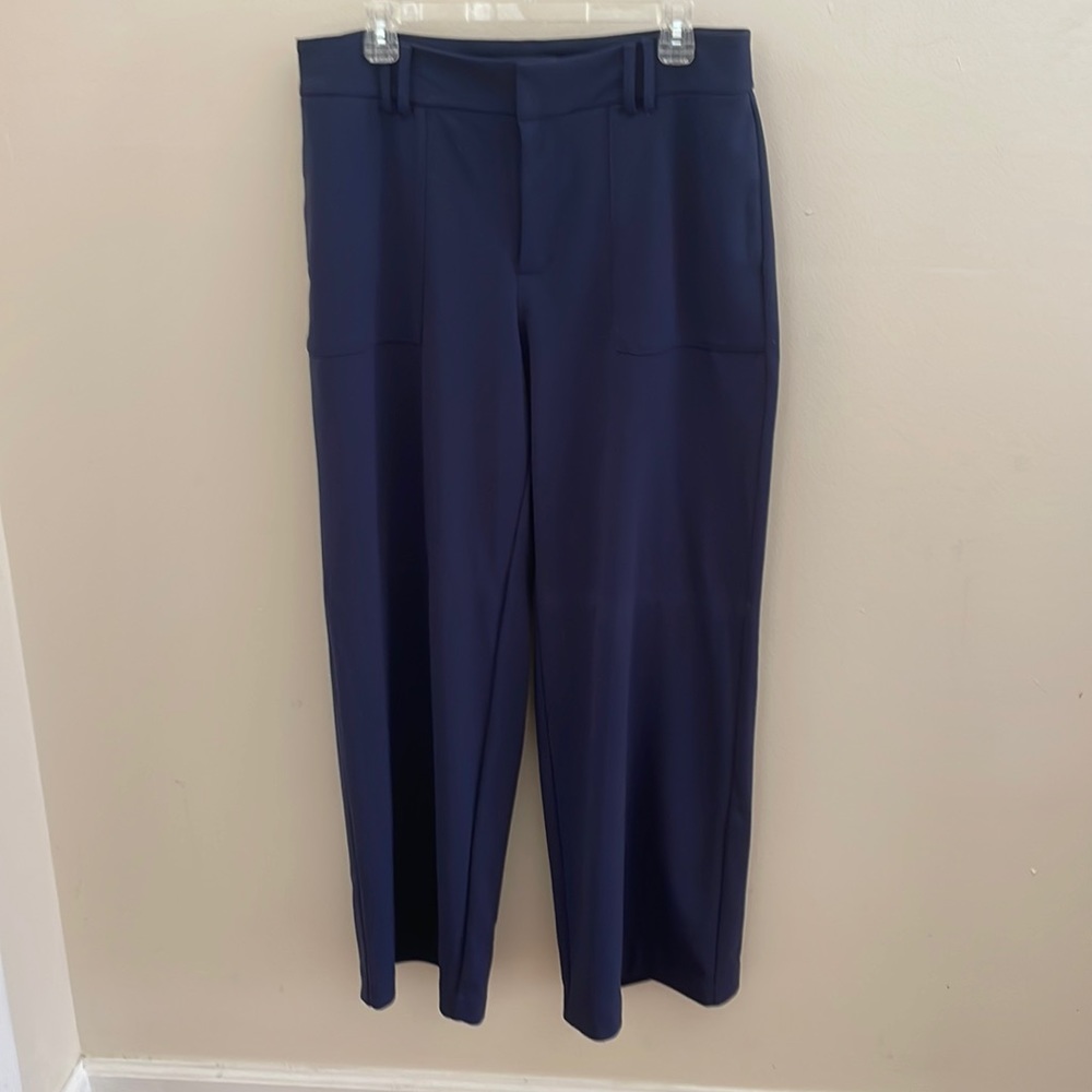 Wide leg polyester blue pants